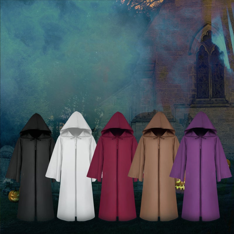 Halloween Hooded Cloak Unisex Kids Children Cape Role Cosplay Long Cloak Gothic Costumes Outwear Solid Medieval Cloak Halloween Party Prop - Image 5