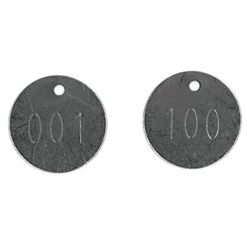 NB&T CO Stainless Steel Tags, Numbered 001-100, 1.25" Round - Image 2