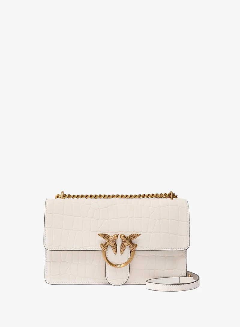 PINKO Love Bag One Medium crossbody crocodile-print leather