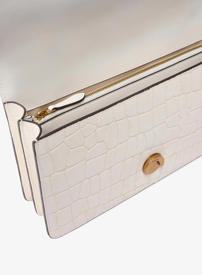 Pinko  Croc Effect Flap Over Shoulder Bag for Women | Best Price UAE
