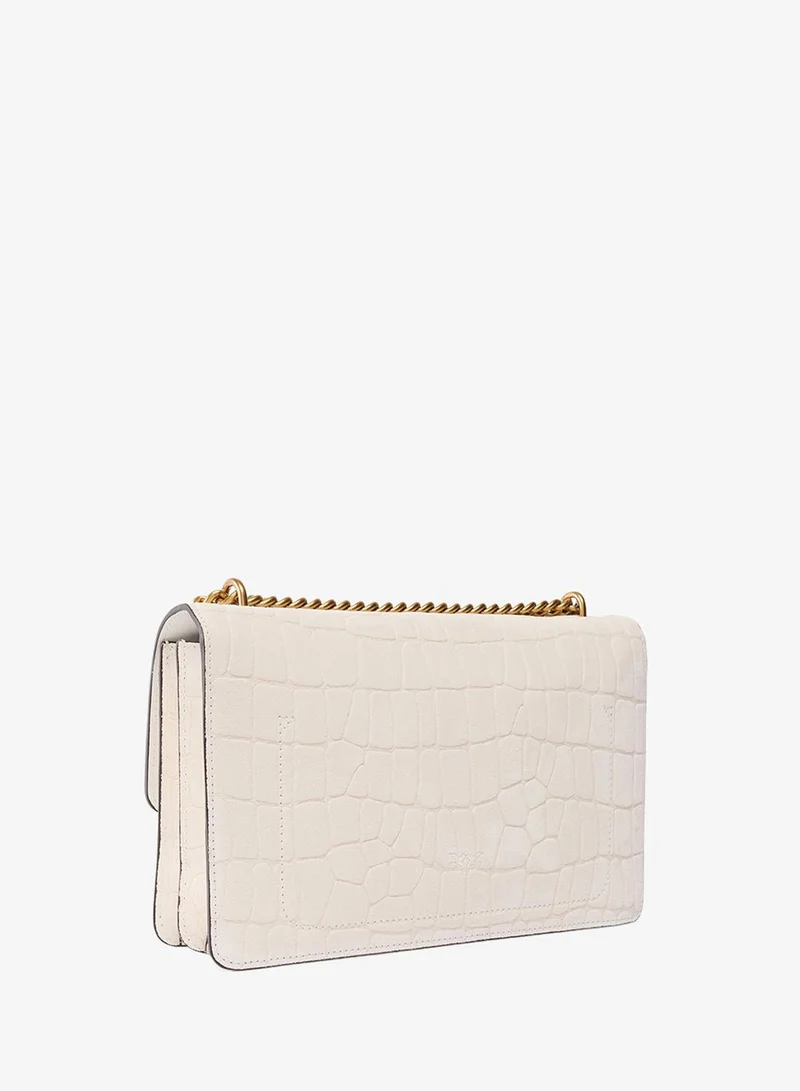 Pinko  Croc Effect Flap Over Shoulder Bag for Women | Best Price UAE