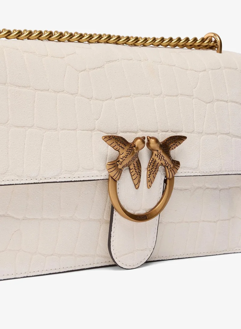 Pinko  Croc Effect Flap Over Shoulder Bag for Women | Best Price UAE
