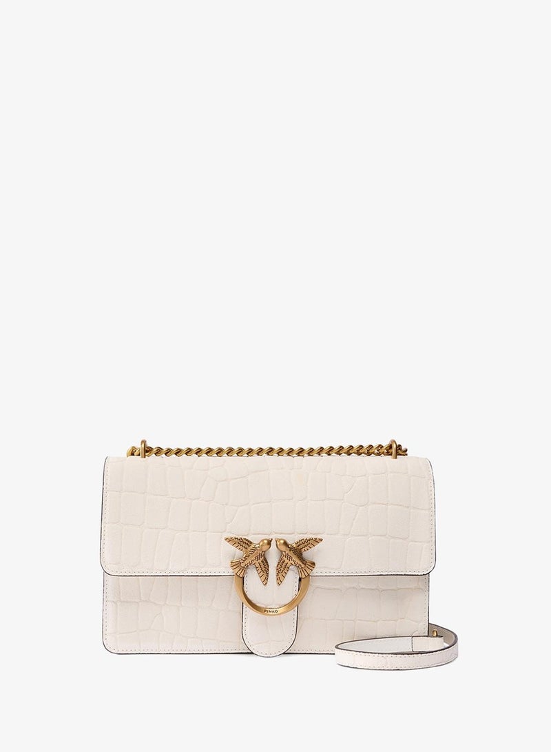 PINKO Croc Effect Flap Over Shoulder Bag - Image 2