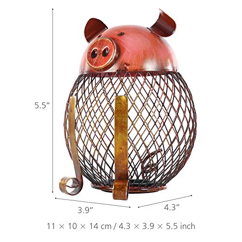 TOOARTS Vintage Piggy Bank Money Bank, Metal Coin Holder Coin Money Cash Saving Box for Decoration - Image 3