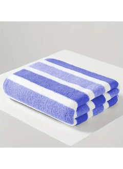 MAXQON Pack Of 2 - Beach Towel - 100% Cotton 600 GSM Over Sized (90x180cm), Highly Absorbent Bath Sheet For Pool, Beach, Fitness, Sports, Yoga, Color-Striped Blue  - Image 5