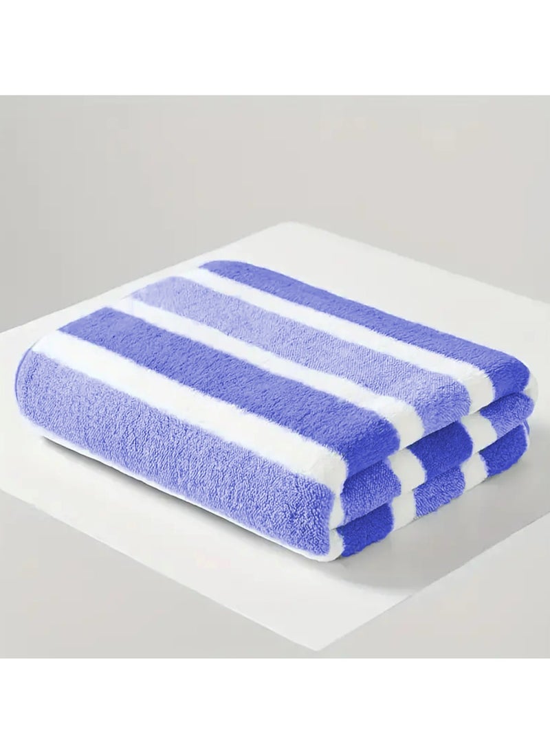 MAXQON Pack Of 2 - Beach Towel - 100% Cotton 600 GSM Over Sized (90x180cm), Highly Absorbent Bath Sheet For Pool, Beach, Fitness, Sports, Yoga, Color-Striped Blue  - Image 5