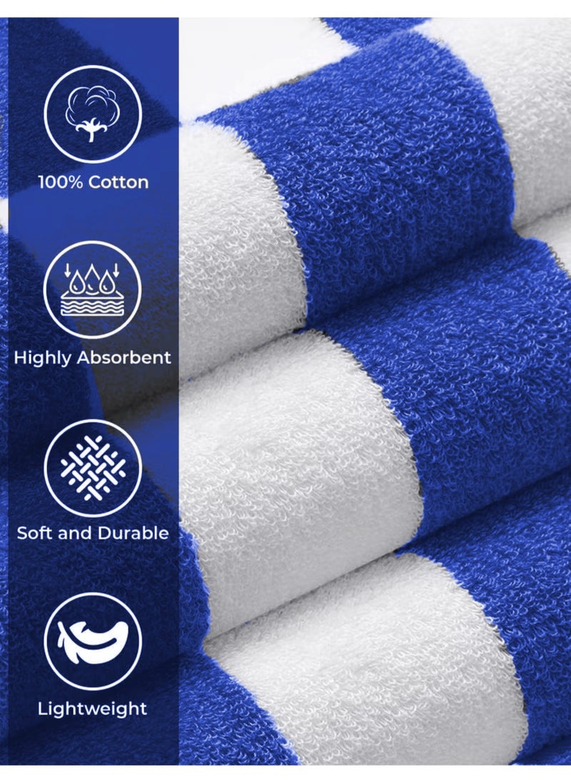 MAXQON Pack Of 2 - Beach Towel - 100% Cotton 600 GSM Over Sized (90x180cm), Highly Absorbent Bath Sheet For Pool, Beach, Fitness, Sports, Yoga, Color-Striped Blue  - Image 4