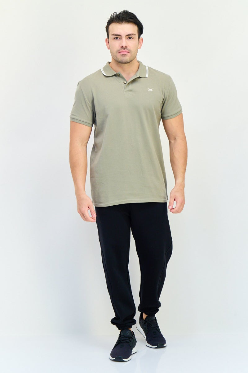 RBX تي شيرت بولو للرجال بأكمام قصيرة مناسب للرياضة في الهواء الطلق، لون أخضر مائل للرمادي الفاتح - Image 4