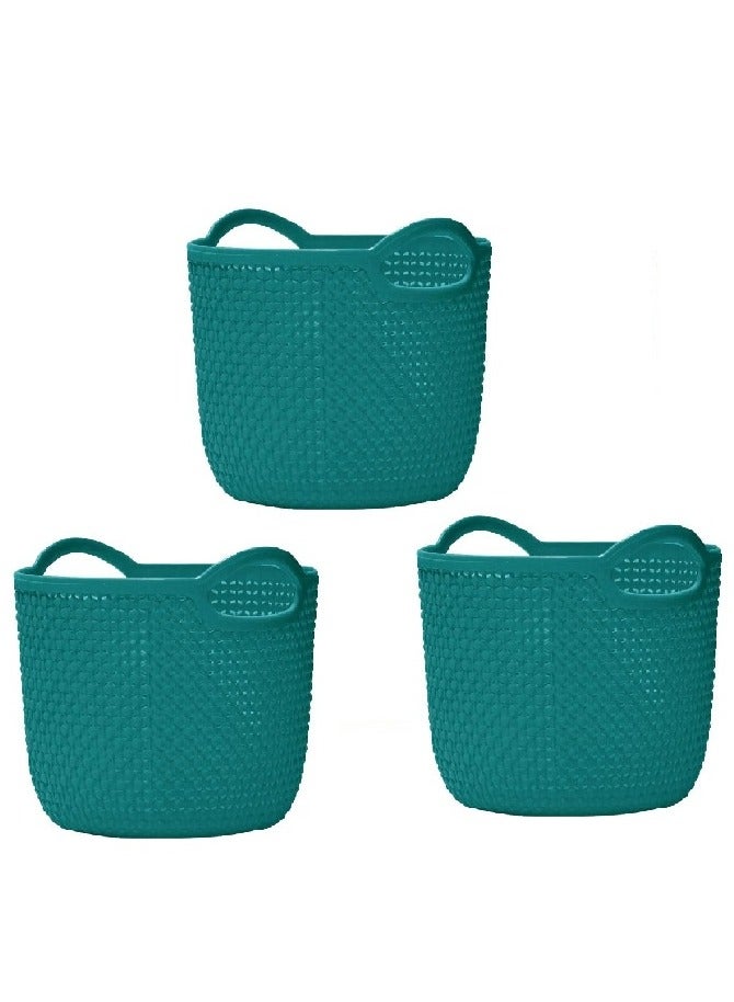 Alissa Set of 3 Compact Plastic Storage Baskets – Durable, Stackable Organizers with Open Handles – 16.5x12.3x12cm – Ideal for Kitchen, Bathroom & Office Use  - Image 1