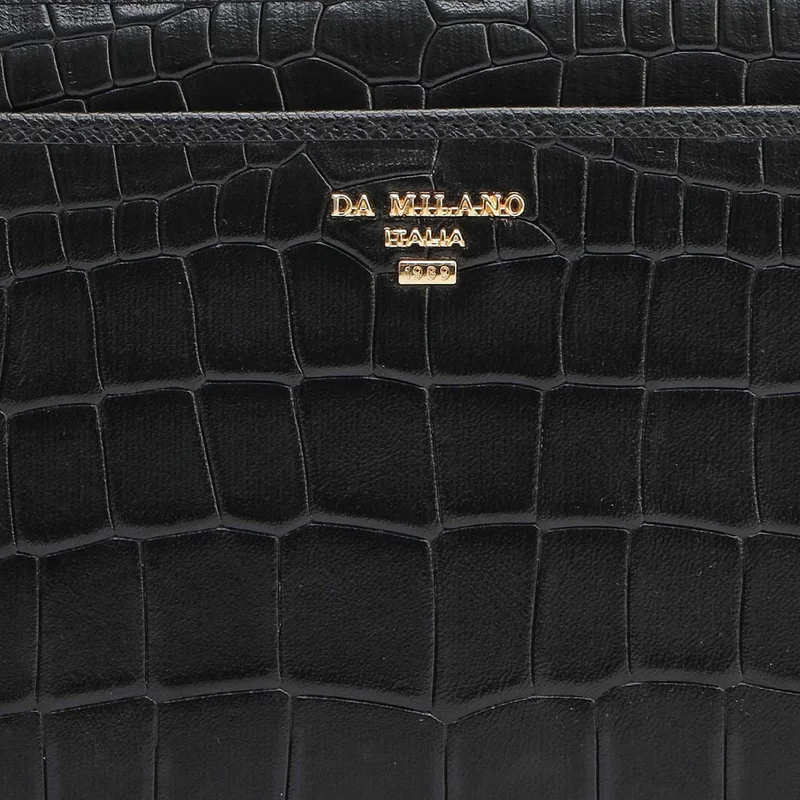 Da Milano black Croco Leather Multi Pouch - Black  | Best Price UAE