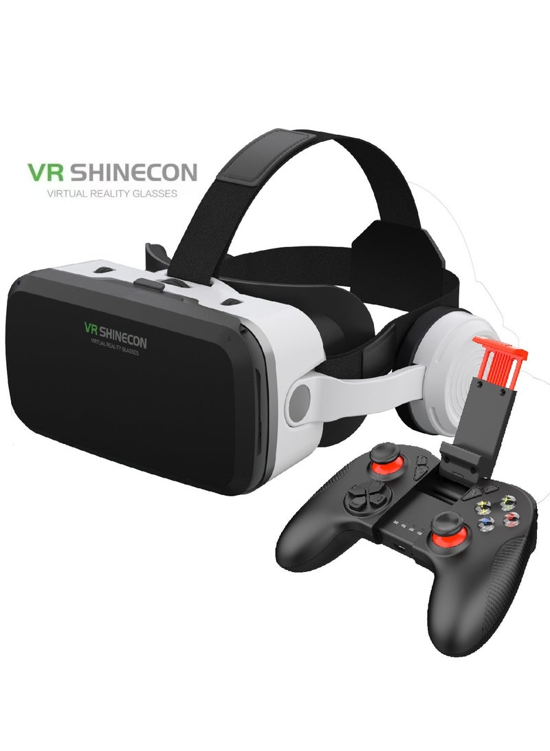 general Classic VR Goggles VR SHINECON 3D Virtual Reality Glasses+Controller Bluetooth Headset Version VR Glasses for TV, Movies & Video Games Compatible with iOS & Android Smartphone Within 5.5-7.2 inch Screen Phone Eye Protected Soft & Comfortable Adjustable Distance IMAX Giant Screen/Optical Lenses/Panoramic Roaming/ Immersive Games - Image 1