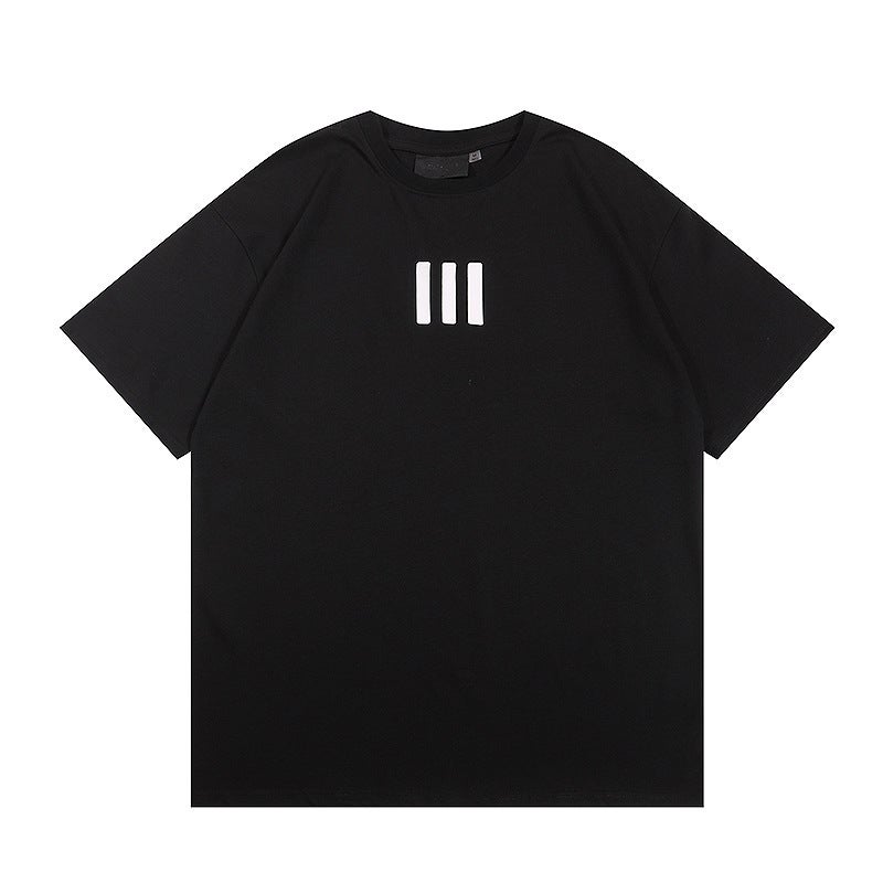 2022 1977 Flocking Letter Double Yarn Fabric Plus Size Loose High Street Fashion Brand Short Sleeve T-Shirt - Image 1