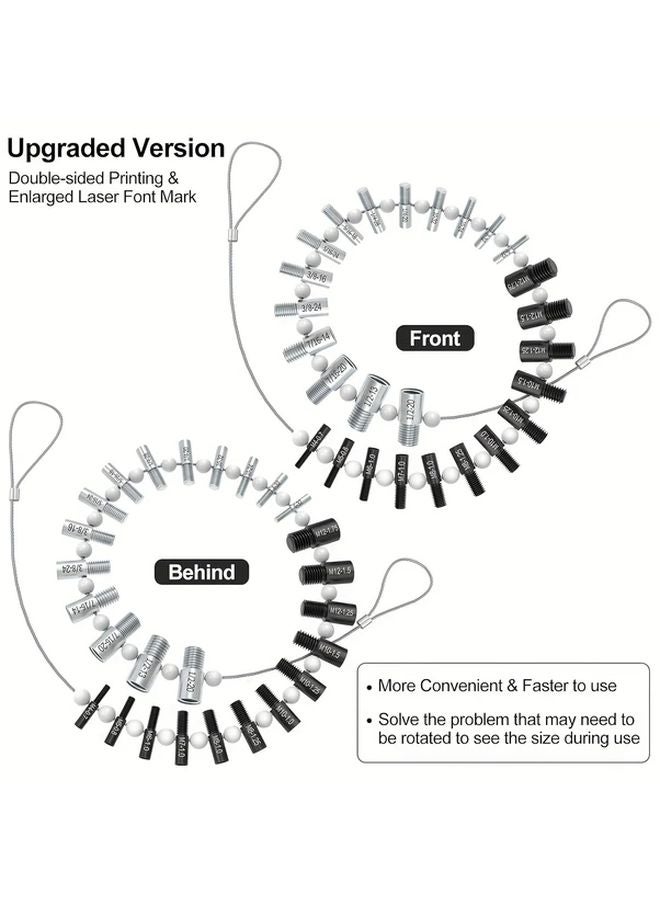 Thread Checker 26 Gauges 14 Inches 12 Metric Imperial and Metric Nuts Bolts Stainless Steel - Image 4