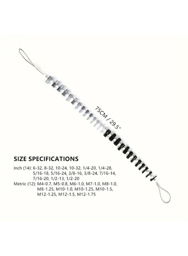 Thread Checker 26 Gauges 14 Inches 12 Metric Imperial and Metric Nuts Bolts Stainless Steel - Image 3