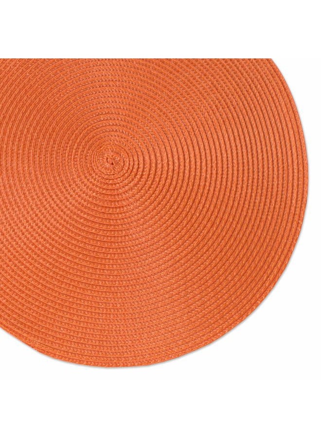 DII Classic Woven Tabletop Collection, Indoor/Outdoor Placemat Set, Round, 15" Diameter, Orange, 6 Piece - Image 2