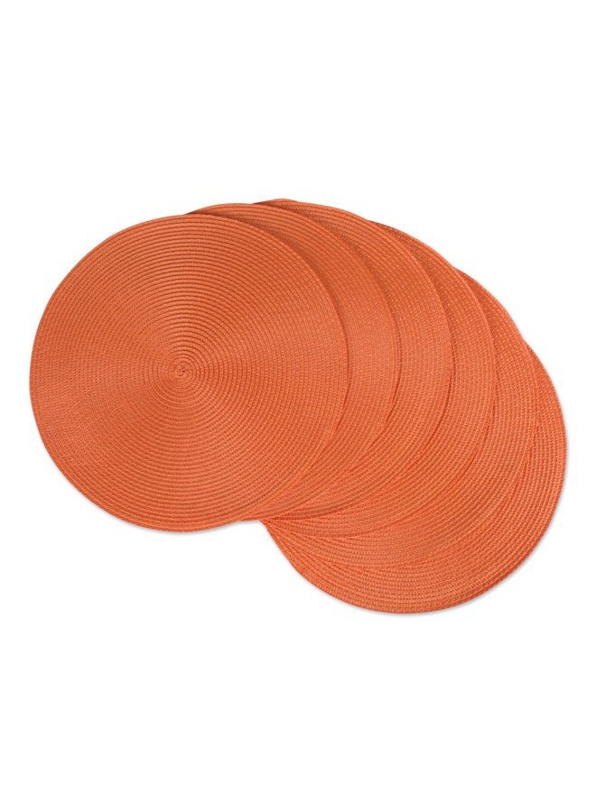DII Classic Woven Tabletop Collection, Indoor/Outdoor Placemat Set, Round, 15" Diameter, Orange, 6 Piece - Image 1