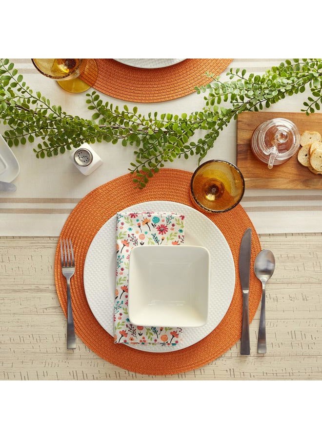 DII Classic Woven Tabletop Collection, Indoor/Outdoor Placemat Set, Round, 15" Diameter, Orange, 6 Piece - Image 5