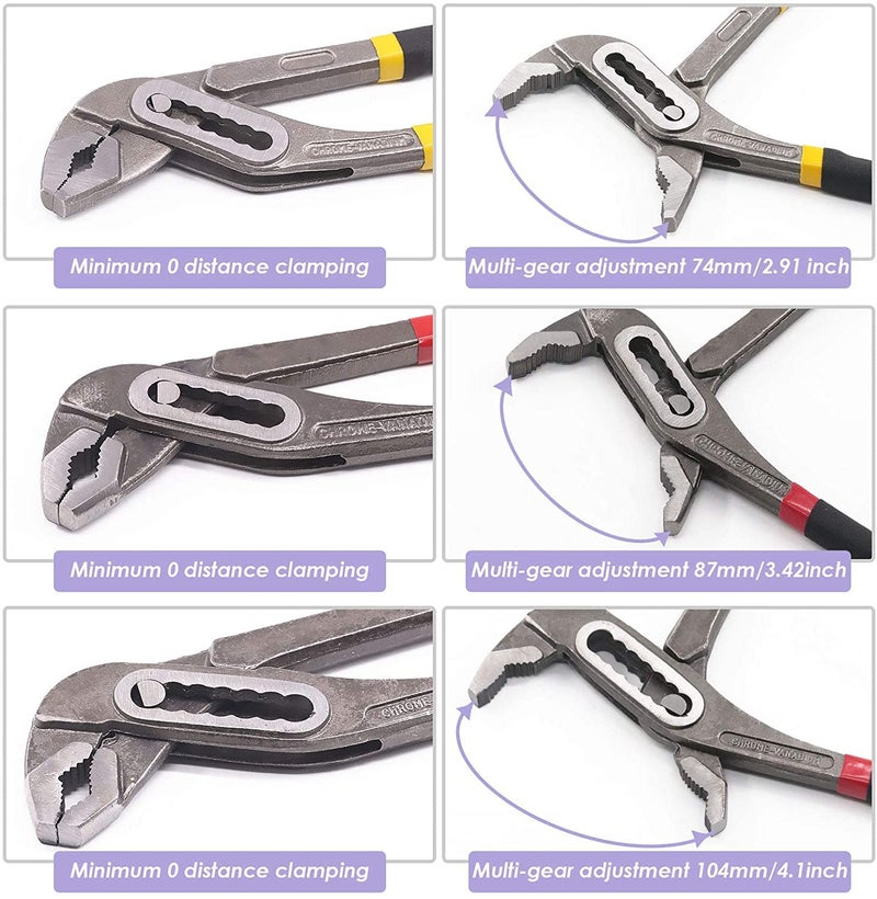 GIZMO Hand Tools, Water Pump Plier, Tongue And Groove Plier, 10" Adjustable Alligator Water Pump Pliers Set Pliers Quick-release Plumbing Pliers Straight Jaw For Home Repair Pipe & Fittings - Image 3