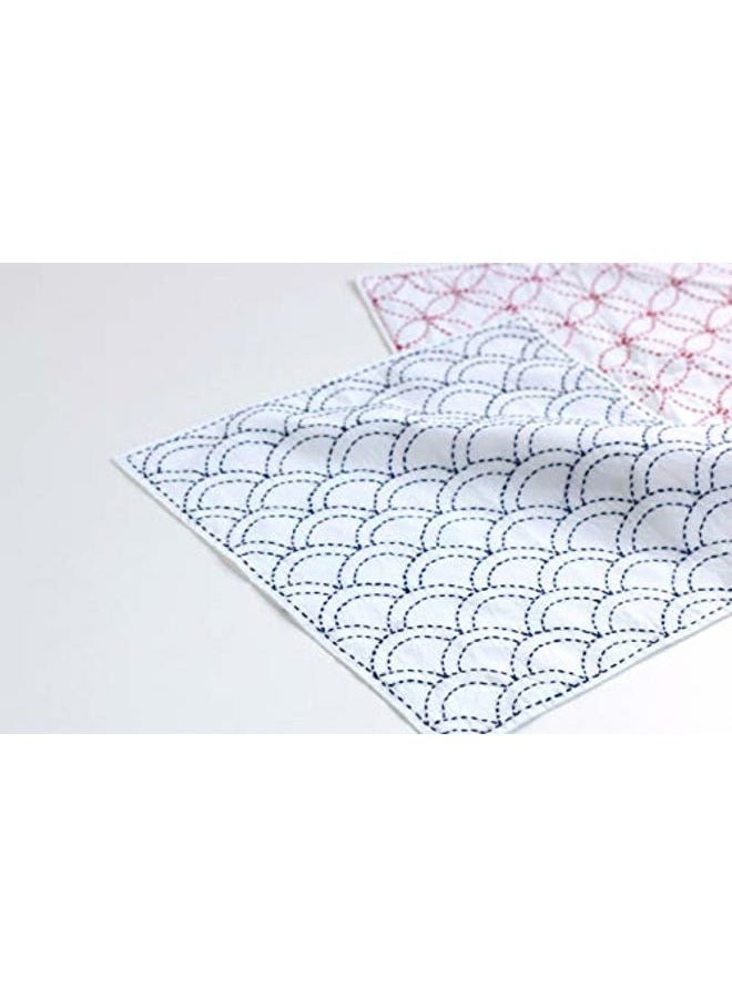 Daruma Verve Joy Sashiko Kit, Sashiko Thread, Needles and Model Yume Fukin with Original English Manual, Sewing Kit, Fabric, Japanese Textile (Navy Yarn/White Tea Towel 1) - Image 4