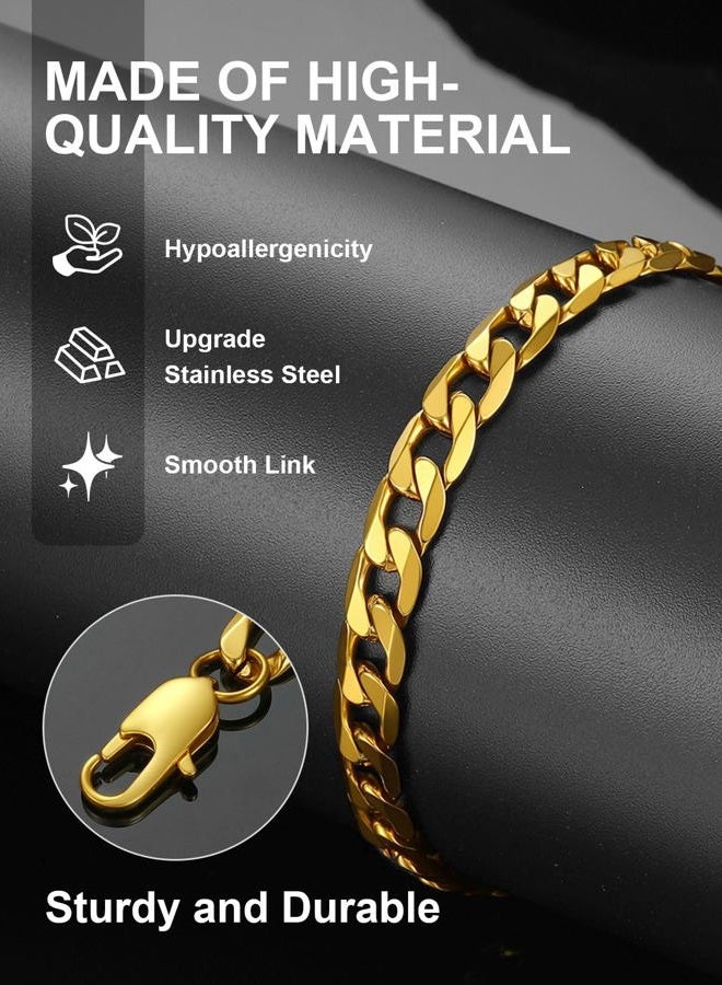 ChainsPro Cuban Bracelets for Men Gold Plated Wrist Chain 6mm 7.5inch Gold Wrist Bracelet - Image 5