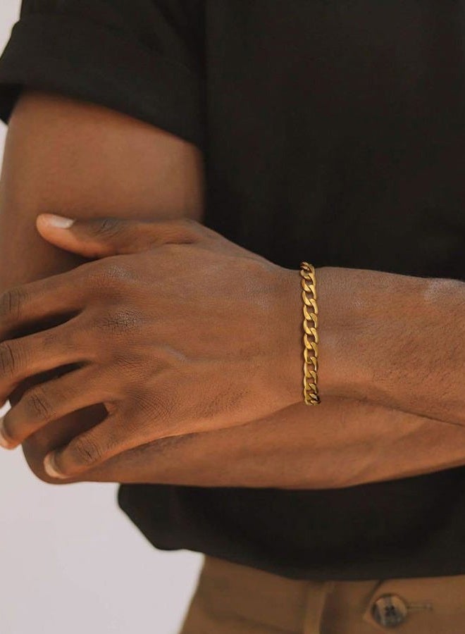 ChainsPro Cuban Bracelets for Men Gold Plated Wrist Chain 6mm 7.5inch Gold Wrist Bracelet - Image 3