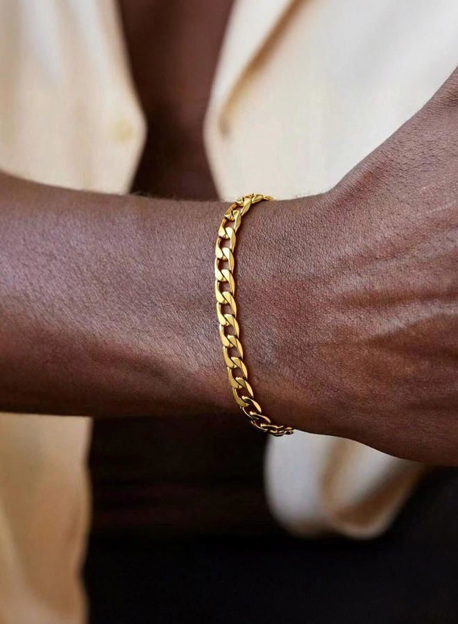 ChainsPro Cuban Bracelets for Men Gold Plated Wrist Chain 6mm 7.5inch Gold Wrist Bracelet - Image 4