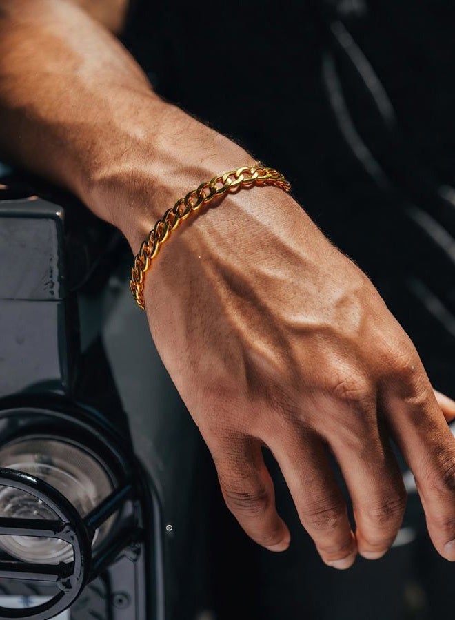 ChainsPro Cuban Bracelets for Men Gold Plated Wrist Chain 6mm 7.5inch Gold Wrist Bracelet - Image 2
