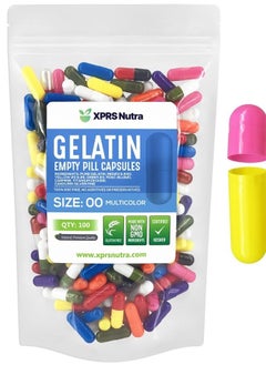 Size 00 Empty Capsules - 100 Count Empty Gelatin Capsules - Empty Pill Capsules - DIY Capsule Filling - Fillable Pill Capsules Empty Gel Caps (Multi Color)