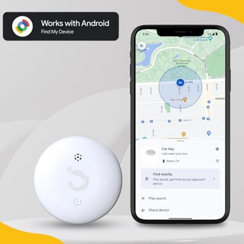 جهاز تعقب GPS ذكي لأجهزة Android فقط، محدد موقع GPS ضد الفقدان مع التحكم في التطبيق، مكتشف المفاتيح، متعقب الحيوانات الأليفة في المحفظة، علامة لاسلكية مع تنبيه صوتي وسجل الموقع - أبيض - Image 2
