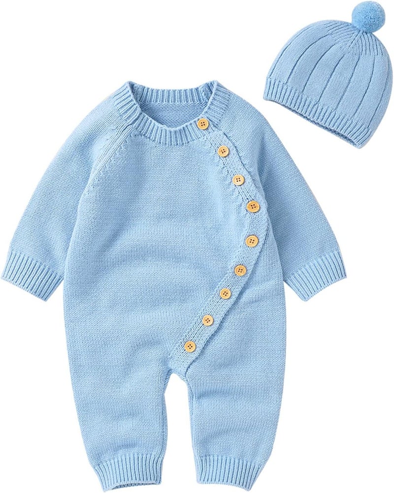 Baby Onesie: Blue 0-3M - Soft Stretchy Fabric Baby Bodysuit for Newborn Infants - Image 1