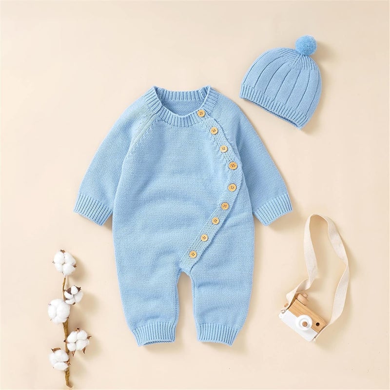 Baby Onesie: Blue 0-3M - Soft Stretchy Fabric Baby Bodysuit for Newborn Infants - Image 2