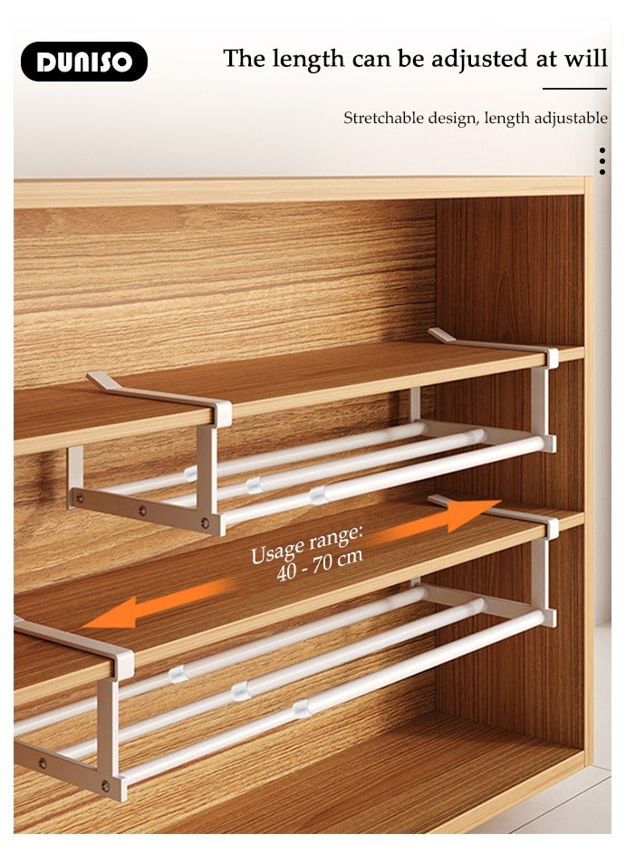 DUNISO Hanging Shoe Organizer ，Stretchable Shoe Rack，Shoe Shelf Storage for Shoe Cabinet, Wardrobe, Cabinet, Bathroom Cabinet，Adjustable Shelf， Sturdy and Durable Shoe Rack for Space Saving - Image 5