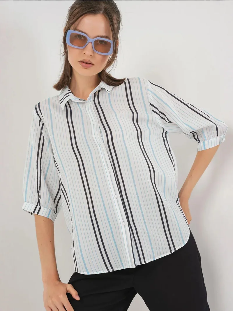 بيغ دارت قميص مخطط بوبلين