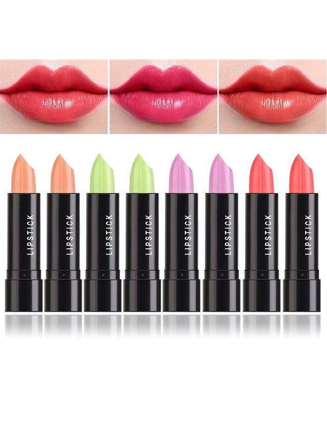 LZYLLS 8 Pcs Color Changing Change Lipstick,Magic Lipstick Jelly Lip Balm,Moisturizer Tinted Lip Tint Stain Long Lasting Waterproof Temperature Color Change Lip Gloss - Image 1