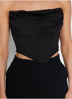 trendyol Black Crop Lined Corset Detailed Knitted Bustier TPRSS23BS00006  - Image 4