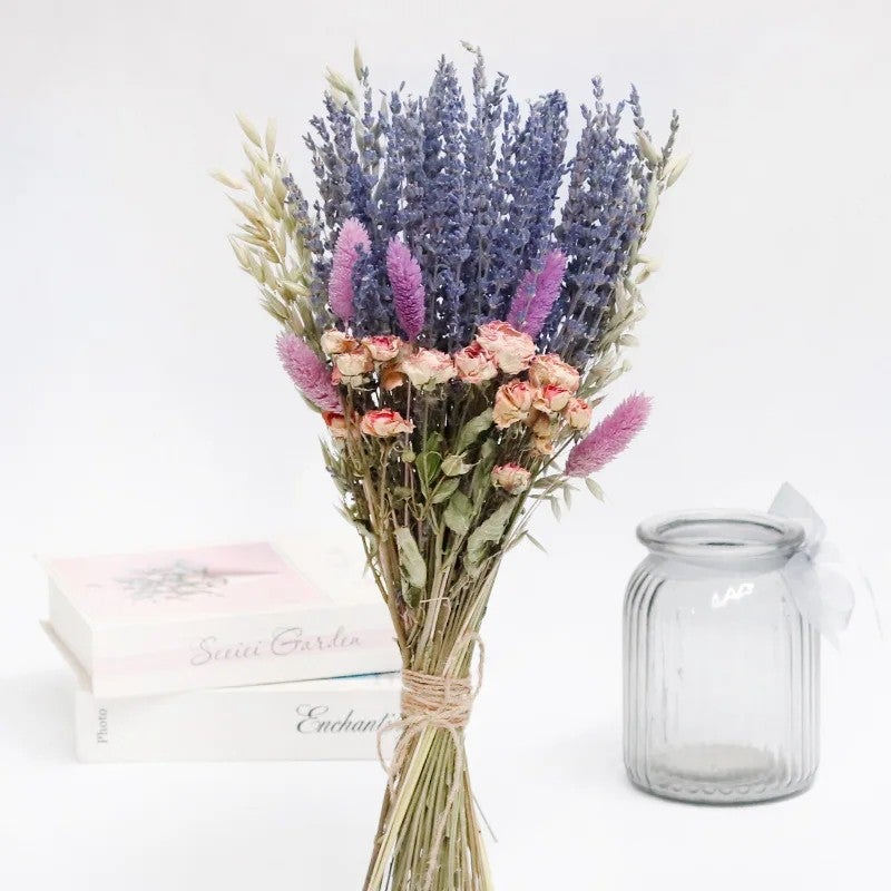 Bluejw Natural Dried Lavender Bouquet - Bulk Preserved Flower Arrangement for Christmas, Easter, Wedding & Home Decor - Real Dried Plants Included - Image 1