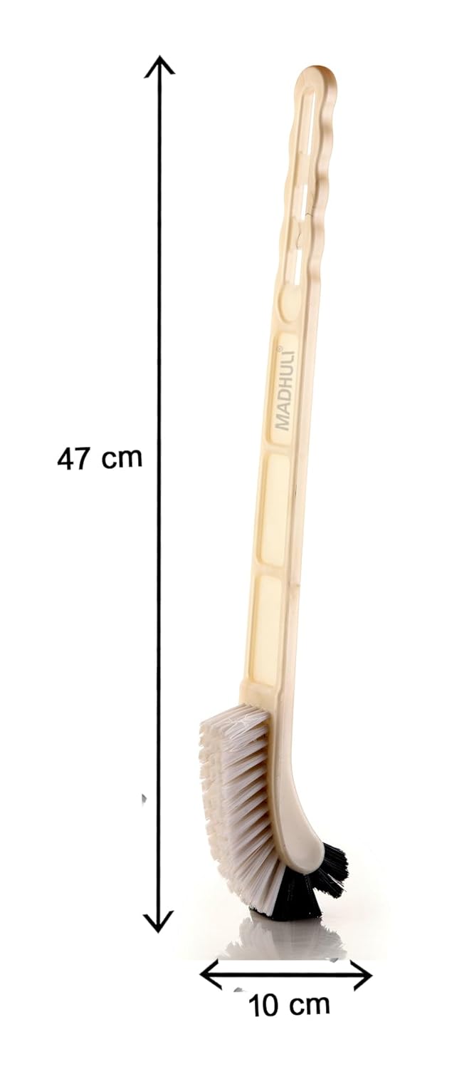 MADHULI MADHULI Specially Developed Double Hockey Brush Toilet Cleaning Brush Toilet Cleaner Plastic Toilet Brush Toilet Brush with Handle for Cleaning Hockey Stick Shape Toilet Brush Grey Pack of 2 - Image 2