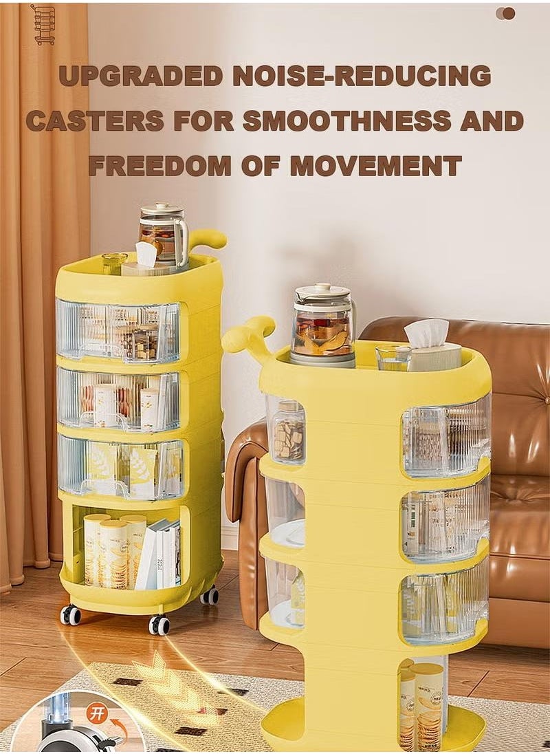 XiuWoo Multifunctional Storage Shelves For Baby With Movable Wheels 4 Tier Whale Cart Floor Creative Bedside Mobile Snack Storage Rack Waterproof for Living Room Kitchen Hallway,Yellow  - Image 3