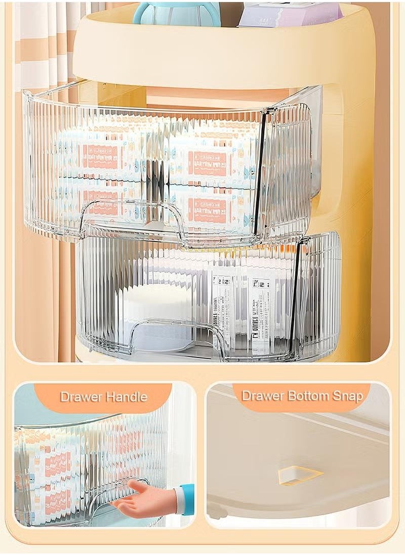 XiuWoo Multifunctional Storage Shelves For Baby With Movable Wheels 4 Tier Whale Cart Floor Creative Bedside Mobile Snack Storage Rack Waterproof for Living Room Kitchen Hallway,Yellow  - Image 4