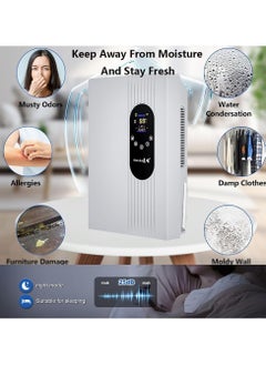 XiuWoo Dehumidifier For Home, 2200ML  Small Dehumidifier For Bathroom,  Quiet Bedroom Dehumidifier ,with External Water Pipe,With Adjustable Timer And Sleep Mode For Basement, Rv, Closet  - Image 2