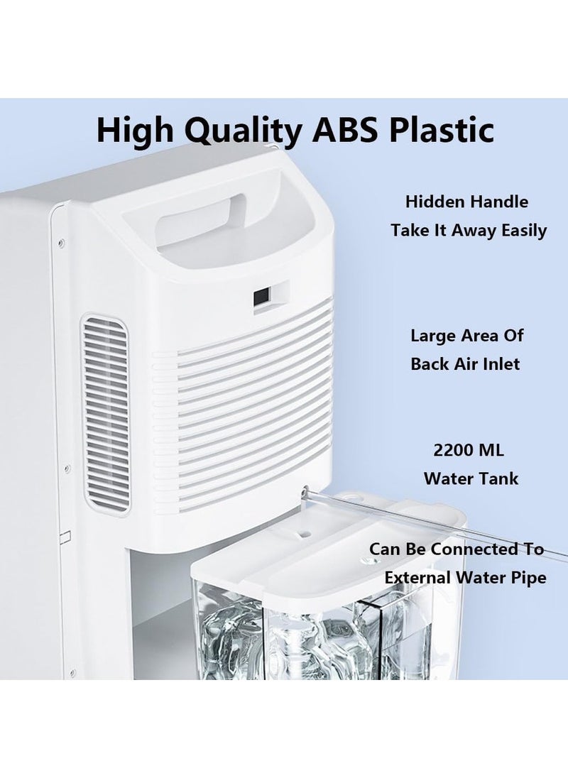 XiuWoo - Dehumidifier For Home, 2200ML  Small Dehumidifier For Bathroom,  Quiet Bedroom Dehumidifier ,with External Water Pipe,With Adjustable Timer And Sleep Mode For Basement, Rv, Closet - Image 1