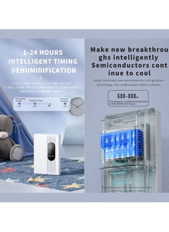 XiuWoo Dehumidifier For Home, 2200ML  Small Dehumidifier For Bathroom,  Quiet Bedroom Dehumidifier ,with External Water Pipe,With Adjustable Timer And Sleep Mode For Basement, Rv, Closet  - Image 4