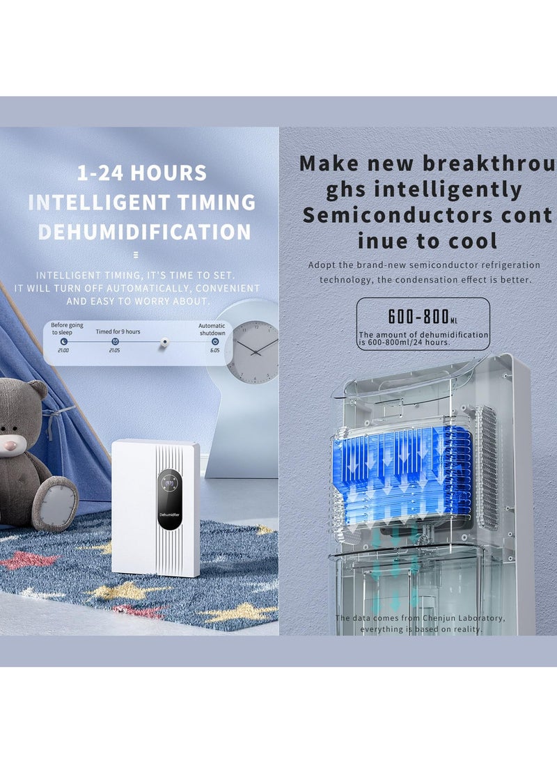 XiuWoo - Dehumidifier For Home, 2200ML  Small Dehumidifier For Bathroom,  Quiet Bedroom Dehumidifier ,with External Water Pipe,With Adjustable Timer And Sleep Mode For Basement, Rv, Closet - Image 1