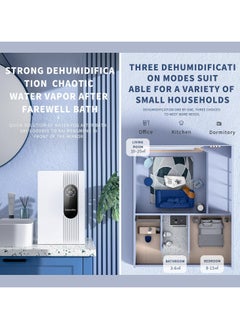 XiuWoo Dehumidifier For Home, 2200ML  Small Dehumidifier For Bathroom,  Quiet Bedroom Dehumidifier ,with External Water Pipe,With Adjustable Timer And Sleep Mode For Basement, Rv, Closet  - Image 5