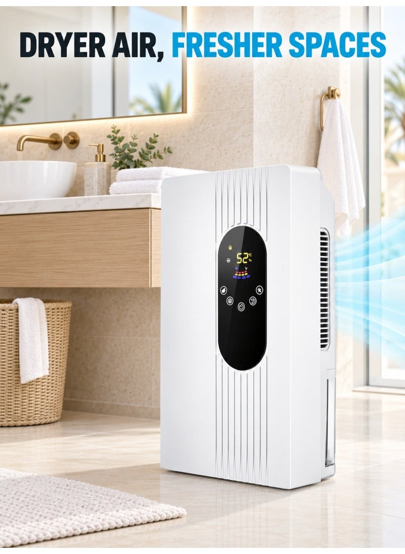 XiuWoo 2200ML Dehumidifier for Home, Compact Quiet Moisture Remover with Remote Control, 1–24 Hour Timer, Sleep Mode, Auto Shut-Off and Continuous Drain Hose for Bedroom, Bathroom, Basement, Closet and RV - Image 4