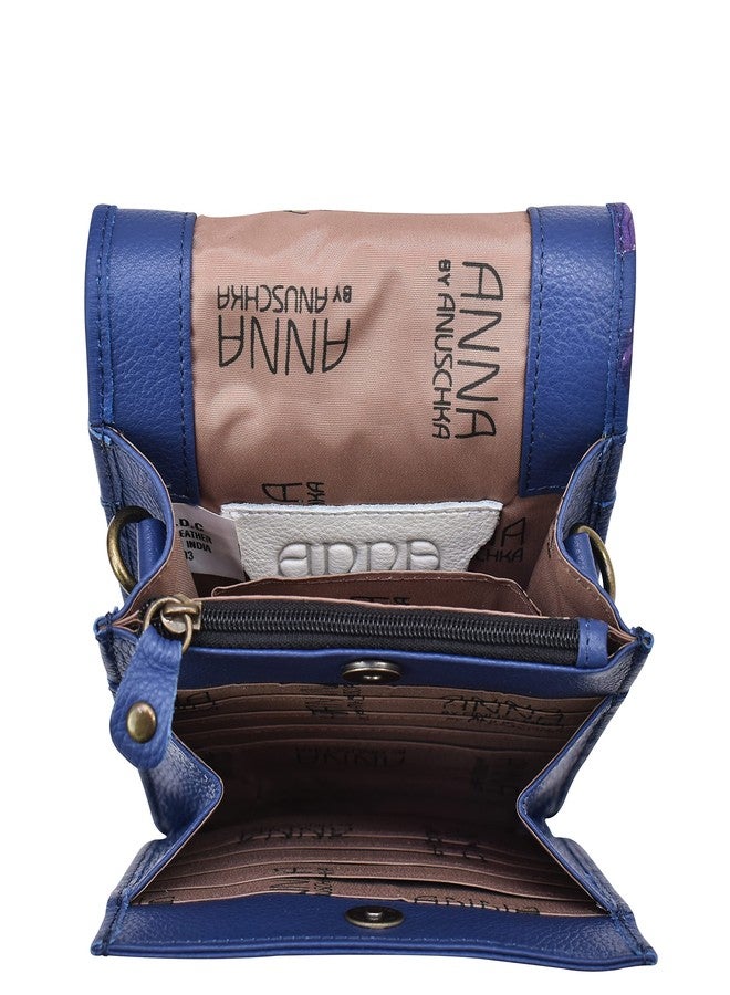Anna by Anuschka Women's Hand-Painted Genuine Leather Flap Convertible Crossbody Belt Bag - Dancing Dragonflies Blue - Image 5