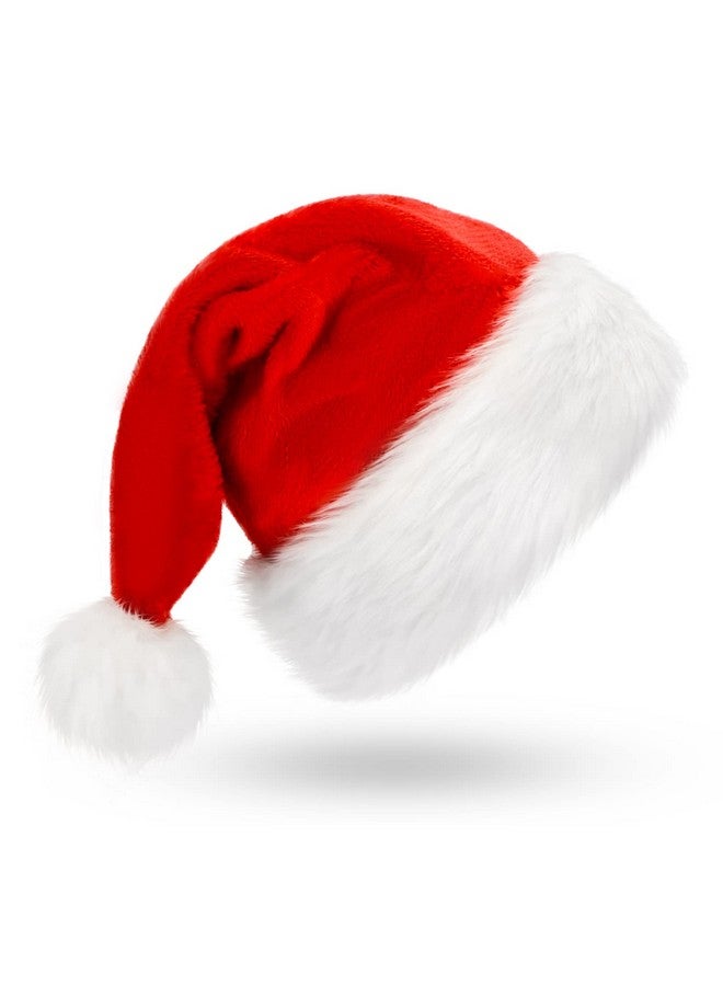 Bosoner Christmas Hat, Santa Hat, Xmas Holiday Hat for Adults, Unisex Velvet Comfort Christmas Hats Extra Thicken Classic Fur for Christmas New Year Festive Holiday Party Supplies - Image 1