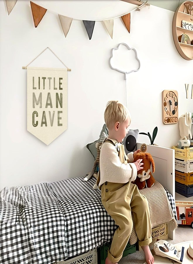 ETVISO Sage Green Wall Decor, Little Man Cave Sign for Boys, Boy Nursery Decor, Boys Room Wall Hanging Pennant Flag Banner Decor for Nursery Classroom Playroom Kids Room, Playroom Essentials - Image 4