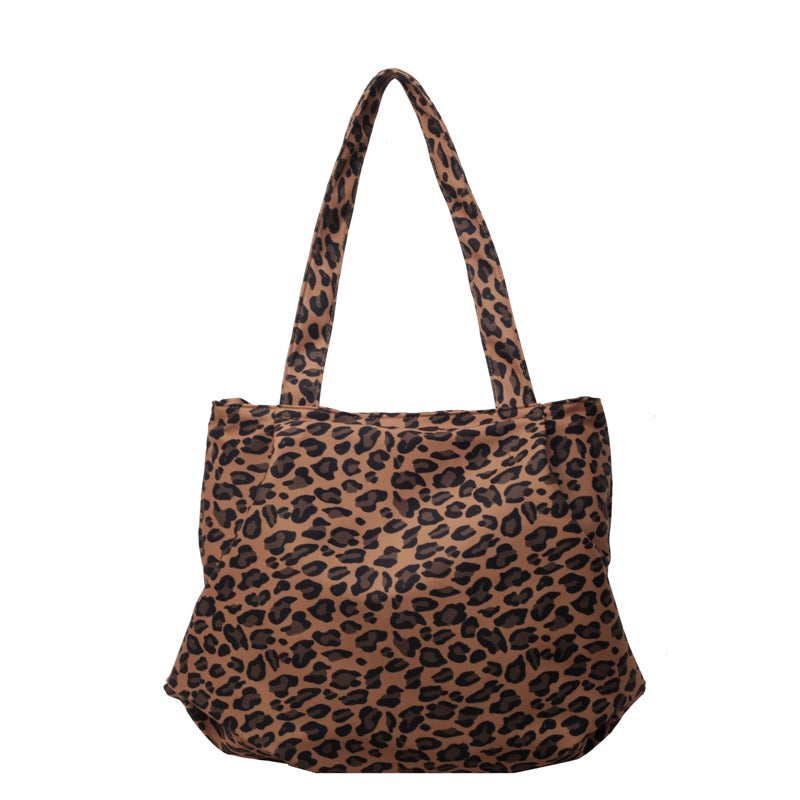 Japanese And Korean Artistic Retro Leopard Print Canvas Bag Women'S Large Capacity Casual Tote Bag Student Class Tutor Bag Handbag - Image 1