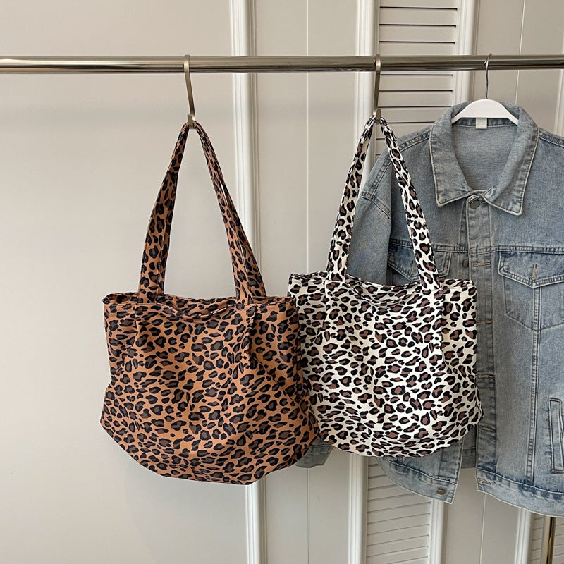 Japanese And Korean Artistic Retro Leopard Print Canvas Bag Women'S Large Capacity Casual Tote Bag Student Class Tutor Bag Handbag - Image 5